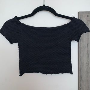 Forever 21 Black Off the Shoulder Crop Top